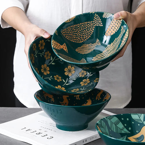 Bol ramen japonais ceramique motif floral 1200ml