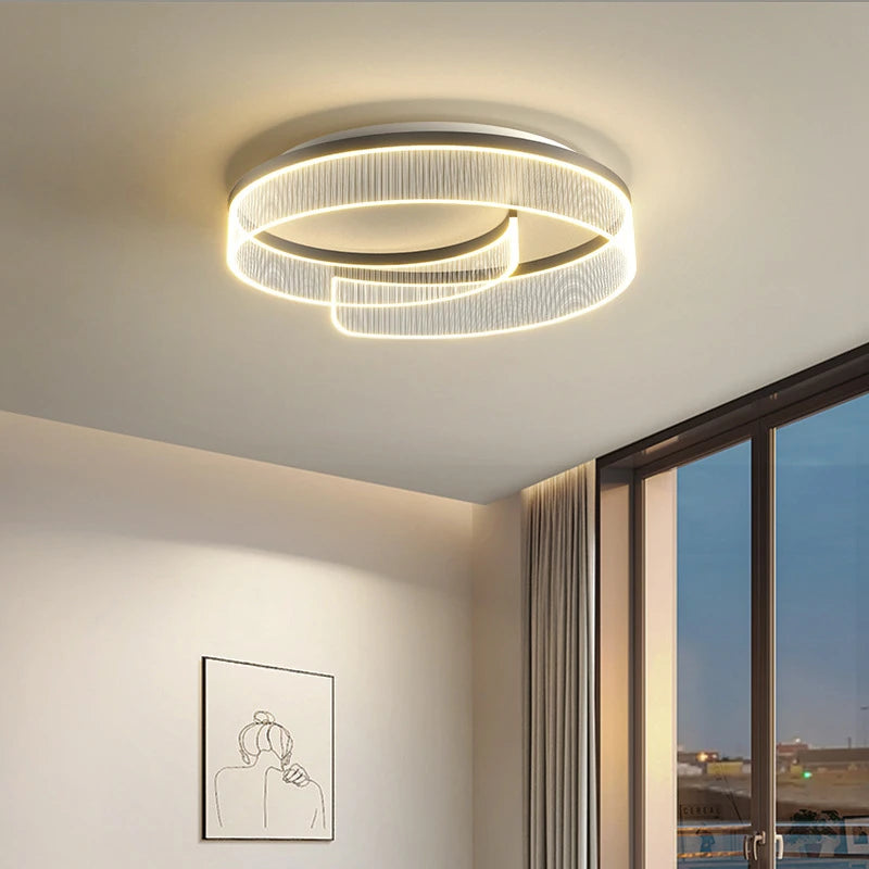 plafonnier led moderne abat-jour rond en acrylique transparent décoratif - vue 5 sur 7