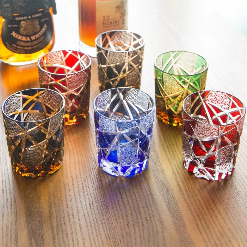 Verre whisky style edo kiriko motifs gravés artisanaux - vue 4 sur 7