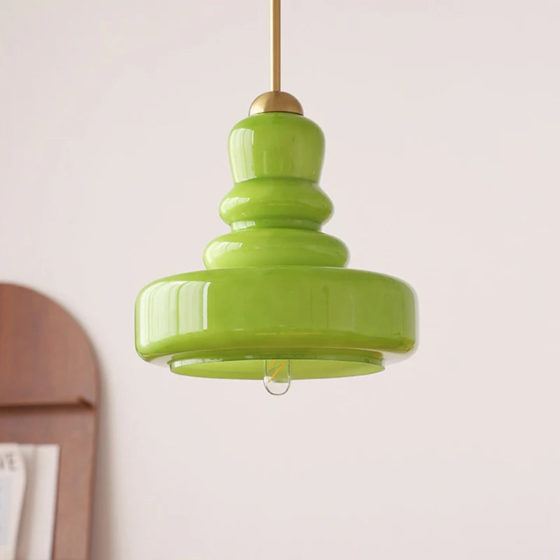 suspension rétro nordique bauhaus en verre gourde pour éclairage - vue 3 sur 10