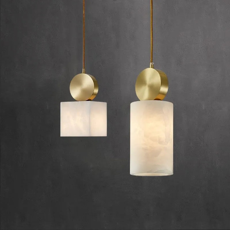 Suspension nordique en marbre et cuivre avec lumières led