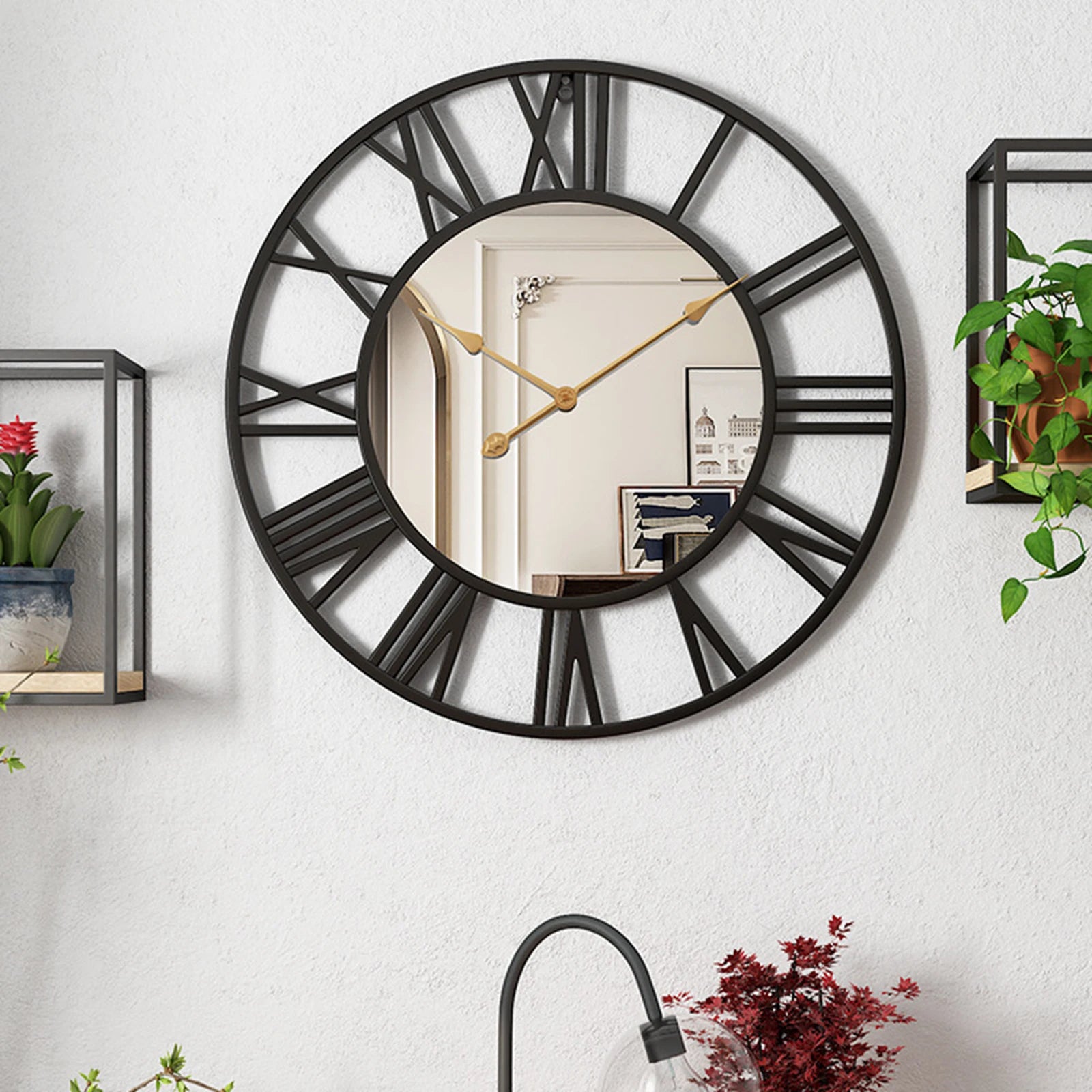 horloge murale décorative avec affichage 12 heures et chiffres romains - vue 5 sur 8
