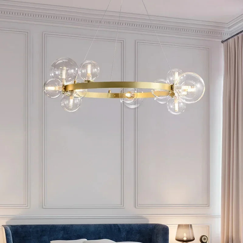 lustre en verre nordique avec led pour décoration moderne - vue 4 sur 11