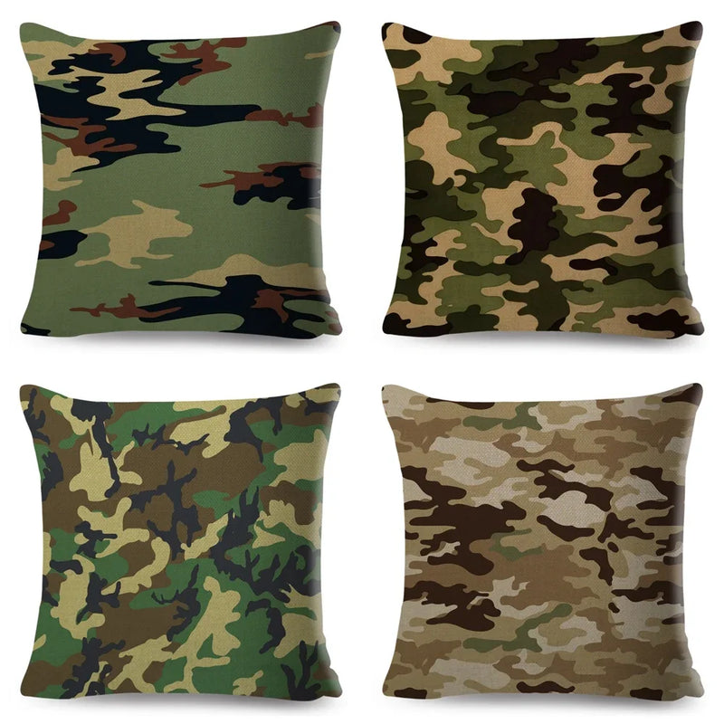 housses de coussin décoratives motif camouflage militaire