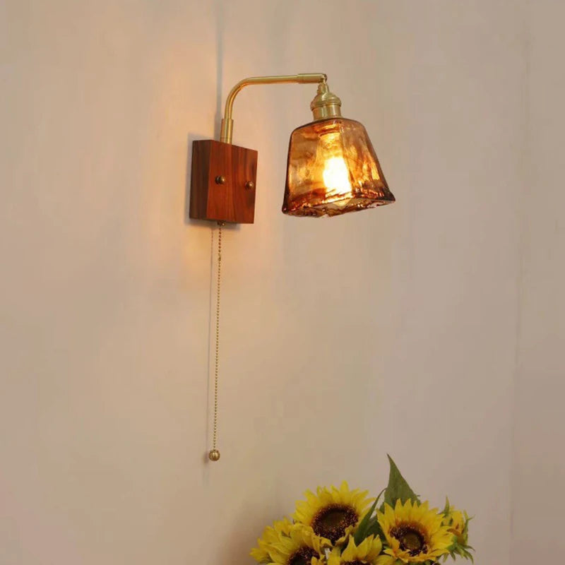 applique murale en bois vintage japonaise lampe minimaliste à led