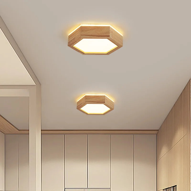 Plafonnier LED en bois au design moderne - vue 7 sur 12