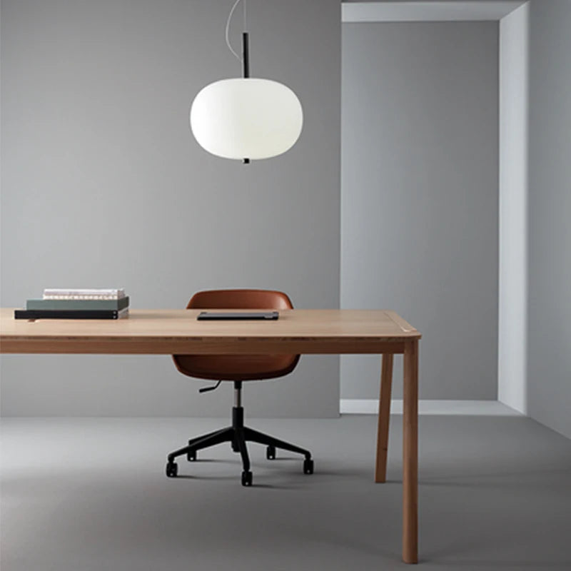 Kobuc Design nordique salon suspension avec grande boule ronde abat-jour en verre créatif bois lustre salle à manger chevet - vue 5 sur 13