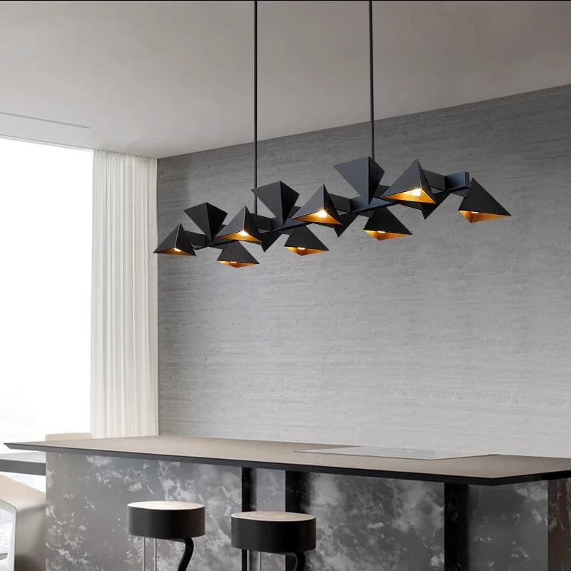 Lustre design moderne en métal noir décoratif intérieur - vue 6 sur 9
