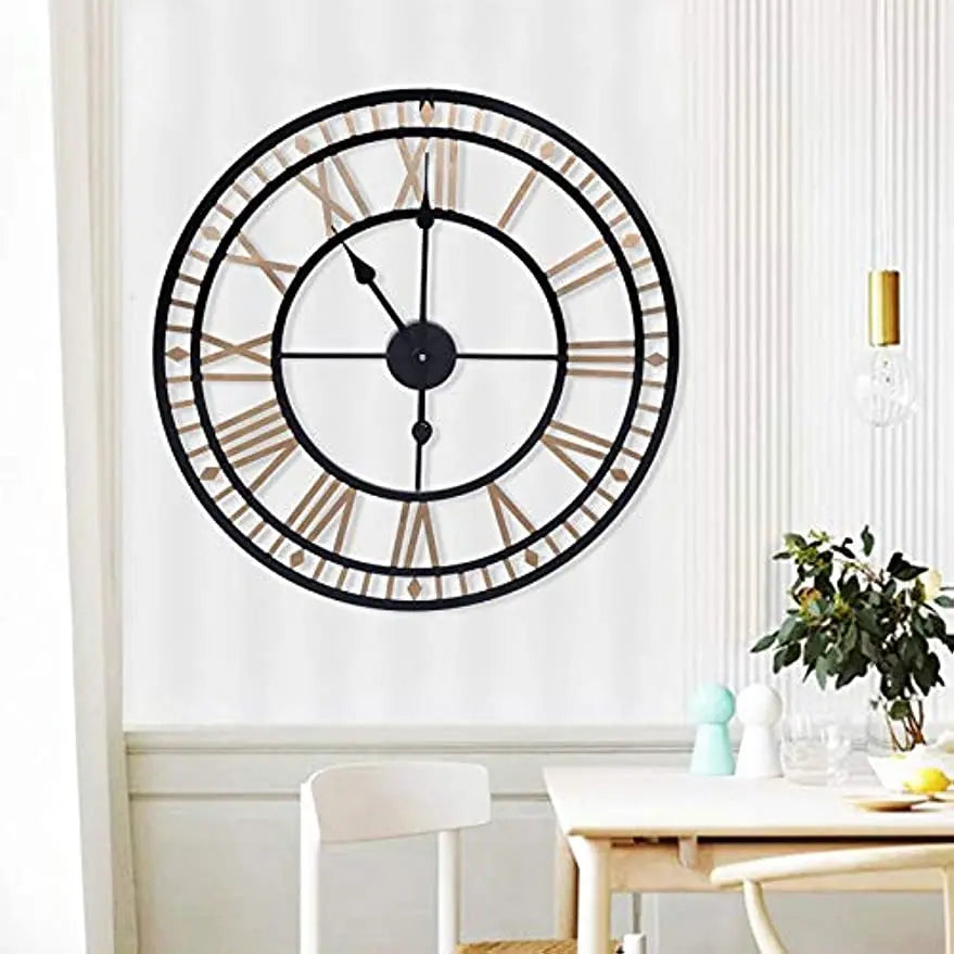 horloge murale vintage chiffres romains en métal design élégant et raffiné - vue 5 sur 6