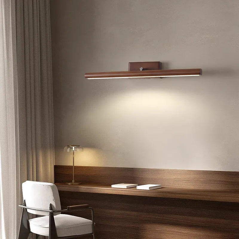 Wooden Mirror headlight, Wabi-sabi Modern Vintage style, wall light for Bathroom, Bedroom, dining room, Study lighting - vue 5 sur 12
