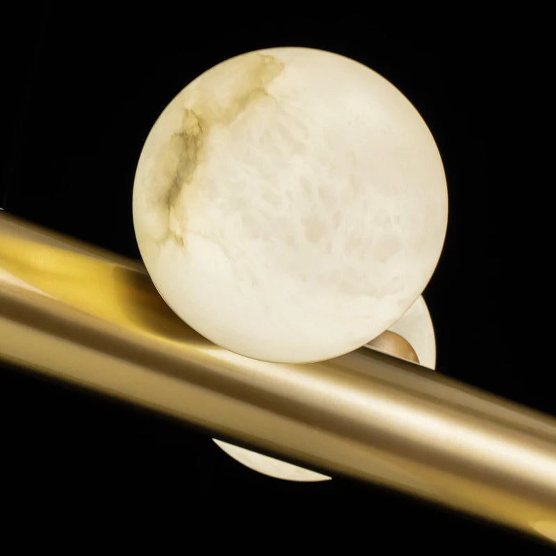 suspension en bronze de luxe avec marbre rond - vue 6 sur 6