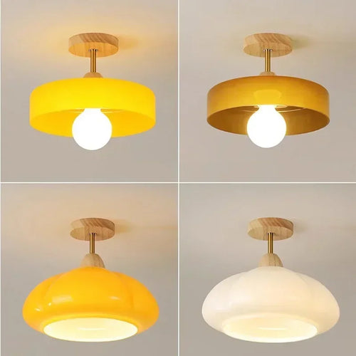 Plafonnier en verre médiéval en verre orange