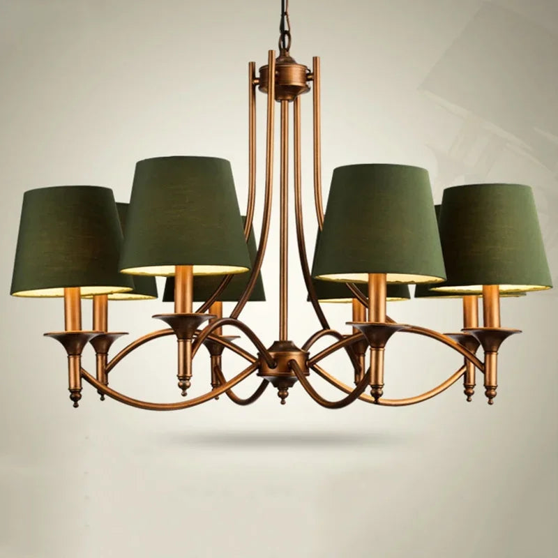 Lustre Moderne Bronze Métal Led Éclairage Salon Décor Led Tissu