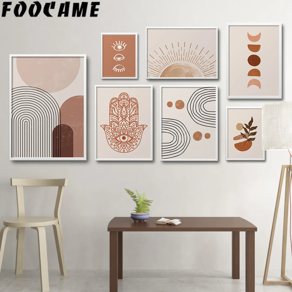 abstrait géométrie ligne soleil levant lune toile déco murale