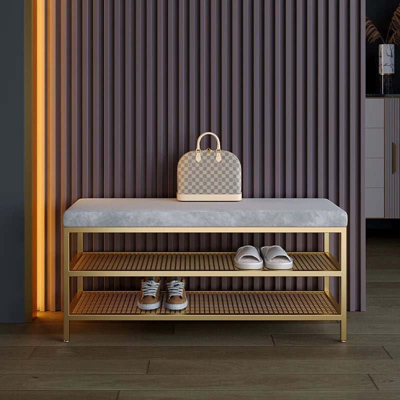 étagère à chaussures en métal design moderne pour rangement élégant - vue 5 sur 12