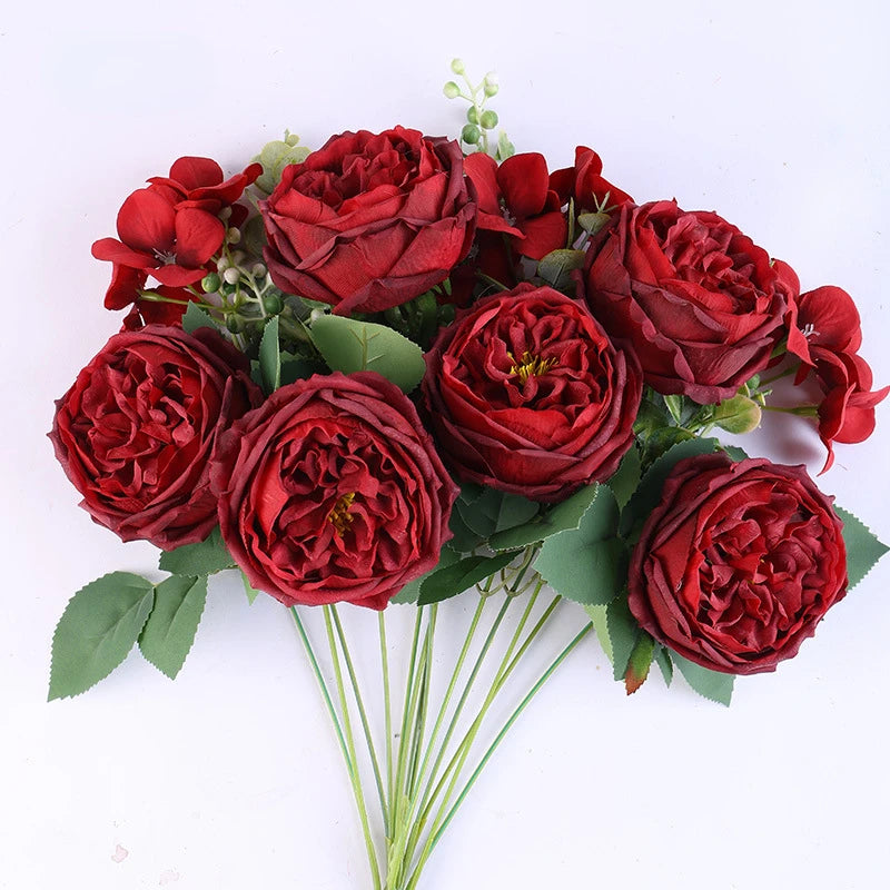 bouquet de roses artificielles en soie pour décoration intérieure - vue 10 sur 16