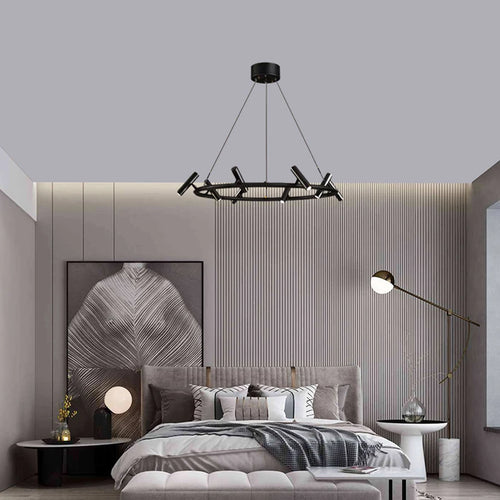 lustre minimaliste en métal avec hauteur réglable pour divers espaces