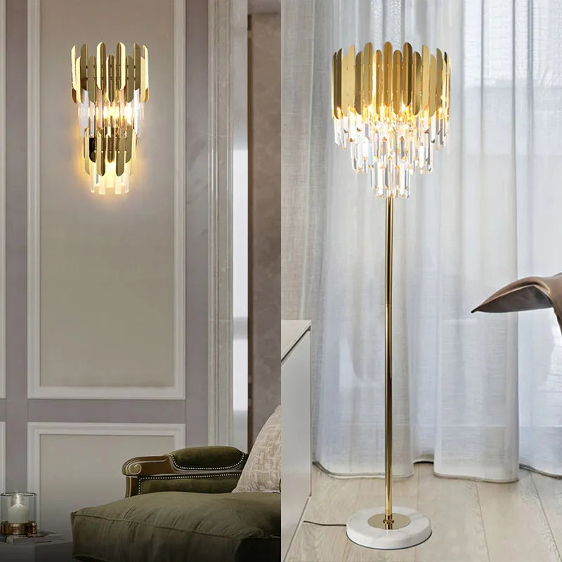 Applique murale LED en cristal doré moderne - vue 3 sur 18