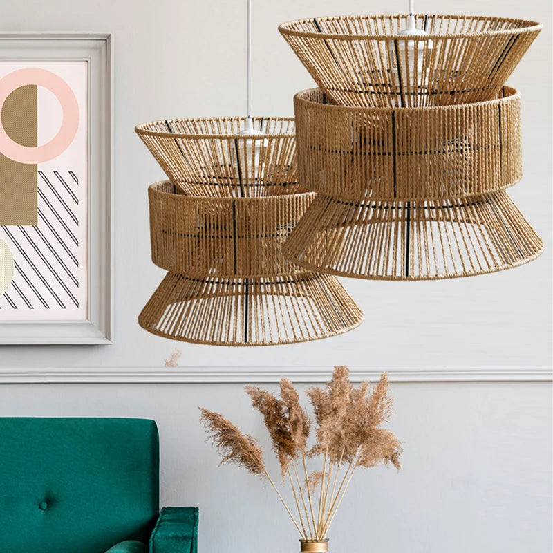 Lustre en corde de papier de Style japonais Wabi-sabi - vue 4 sur 6