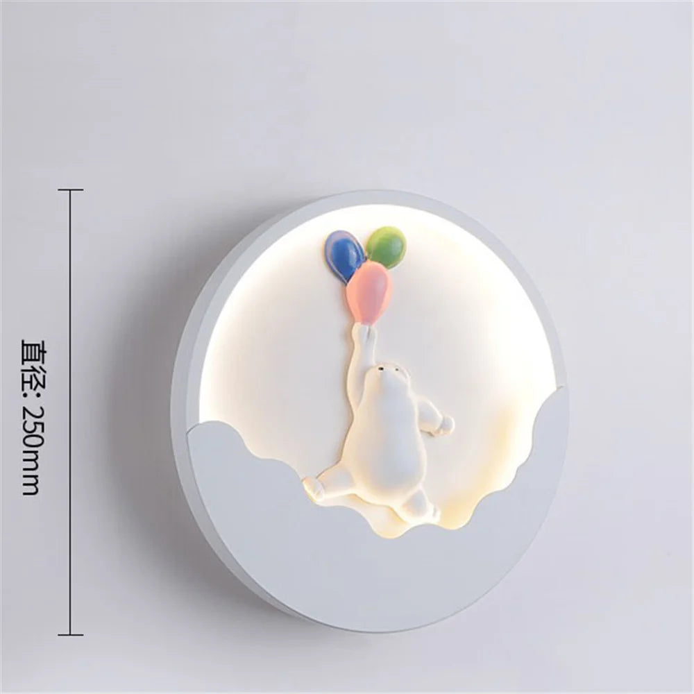 applique murale ronde led ours et lapin pour enfants - vue 9 sur 10