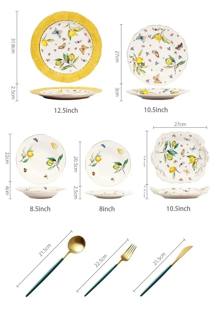 assiette ceramique motif citron style europeen elegant table - vue 7 sur 7