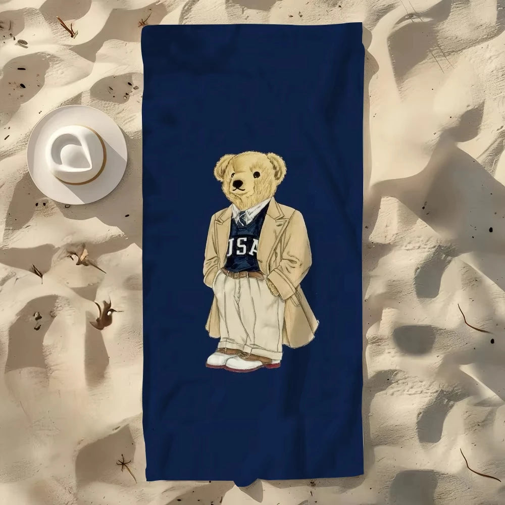 serviette de plage motifs oursons sechage rapide legere - vue 4 sur 5