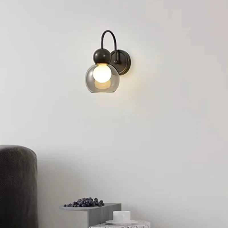 Applique murale moderne en verre et cuivre pour foyer - vue 3 sur 10