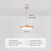 Lustre LED japonais à tête unique en rondins