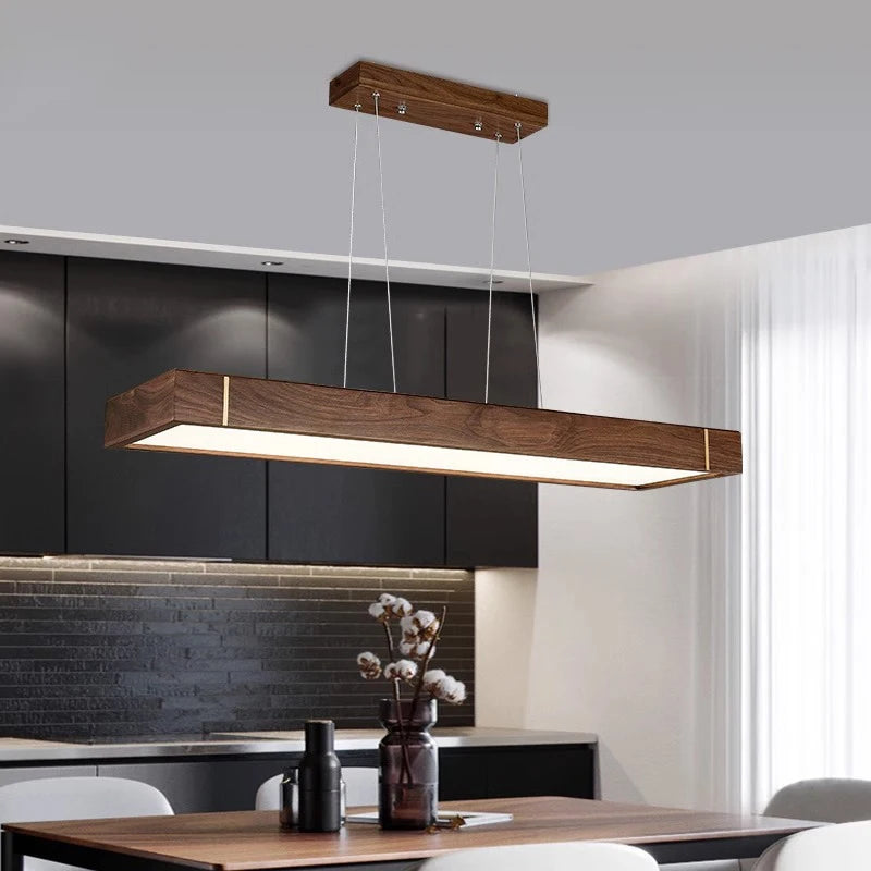 Lustre led modernes design bois foncé pour décoration intérieure
