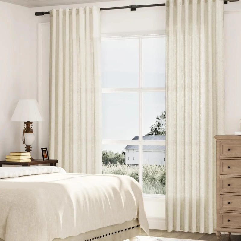 Voilage faux lin sur mesure extra long salon