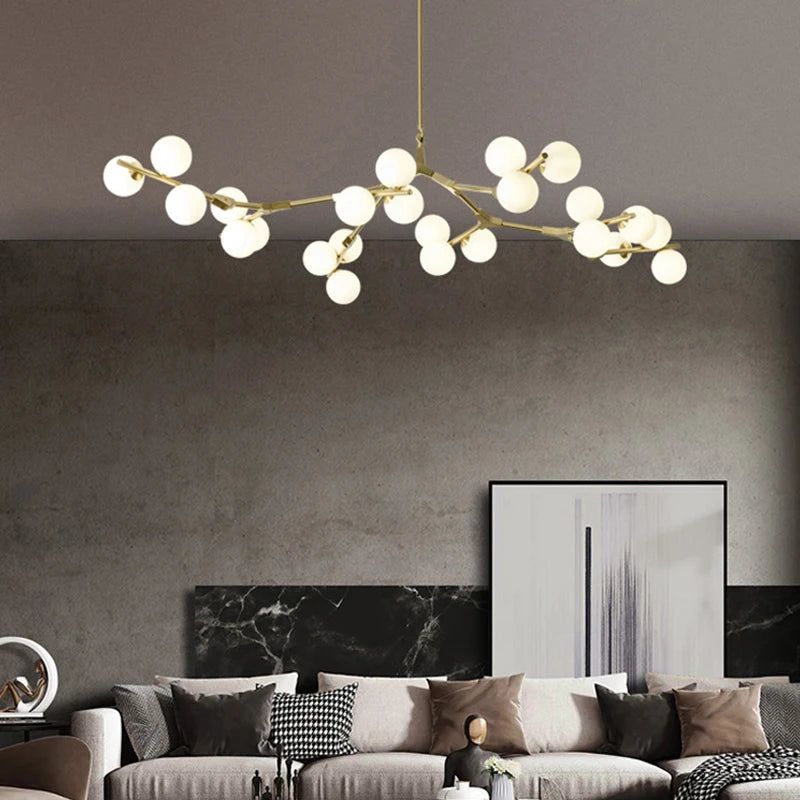 lustre nordique moderne led avec boules de verre