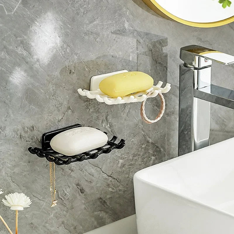 étagère murale de drainage pour savon sans perforation haut de gamme - vue 4 sur 8