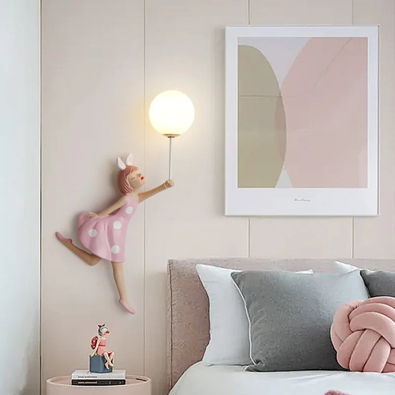 Applique murale créative 3d pour fille abat-jour lune pour crèche