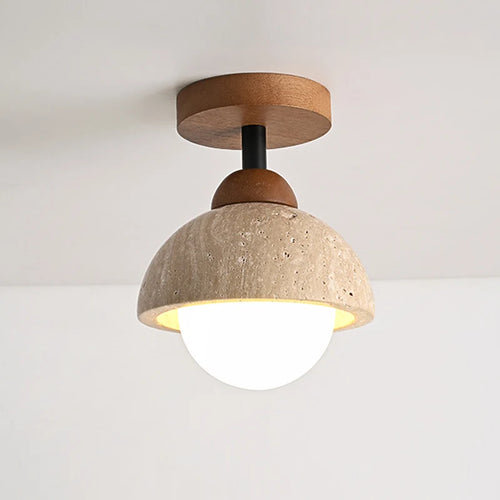 plafonnier décoratif led style wabi sabi japonais en calcaire