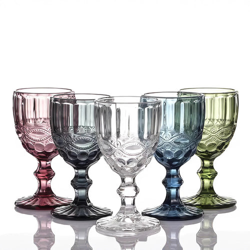Verre à vin relief épais style rétro européen