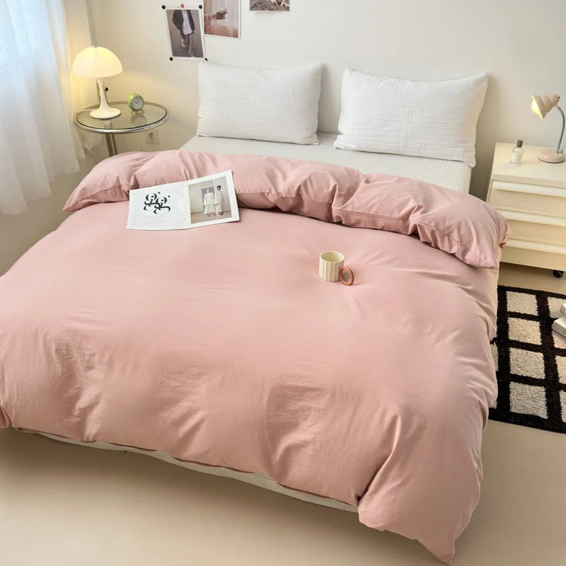 housse de couette en coton unie avec fermeture éclair