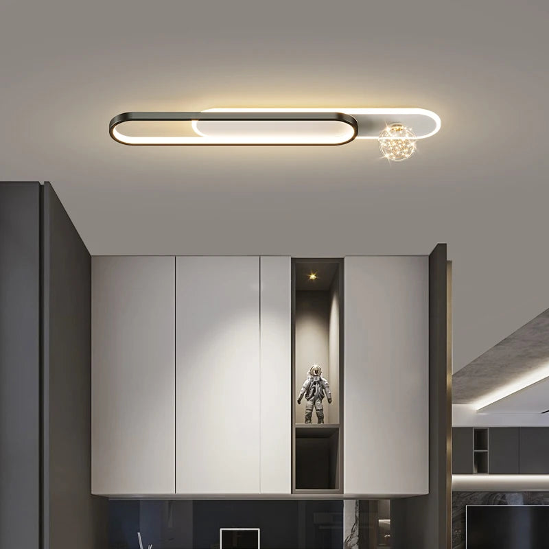 lustre moderne simple de luxe créatif étoilé encastré longue bande