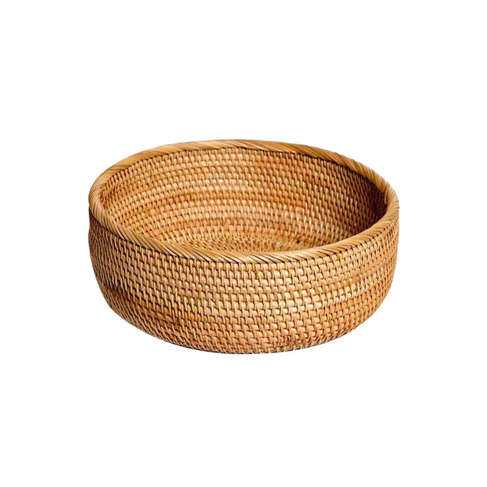 panier rond en rotin tissé pour fruits et collations - vue 13 sur 13