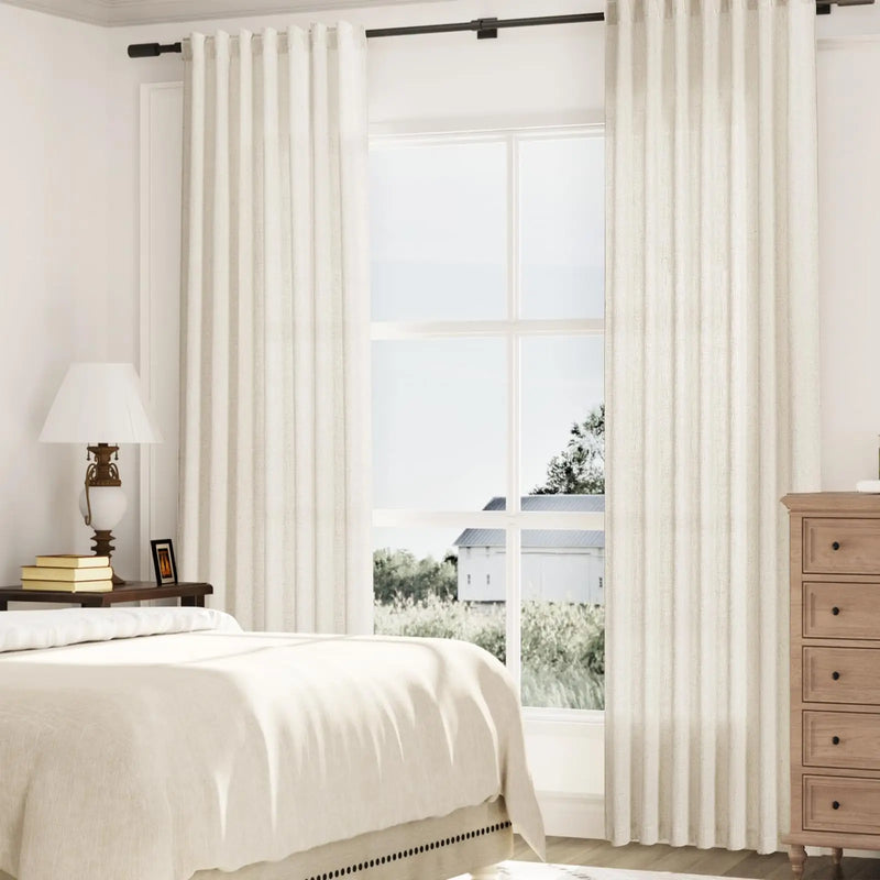 Voilage faux lin sur mesure extra long salon