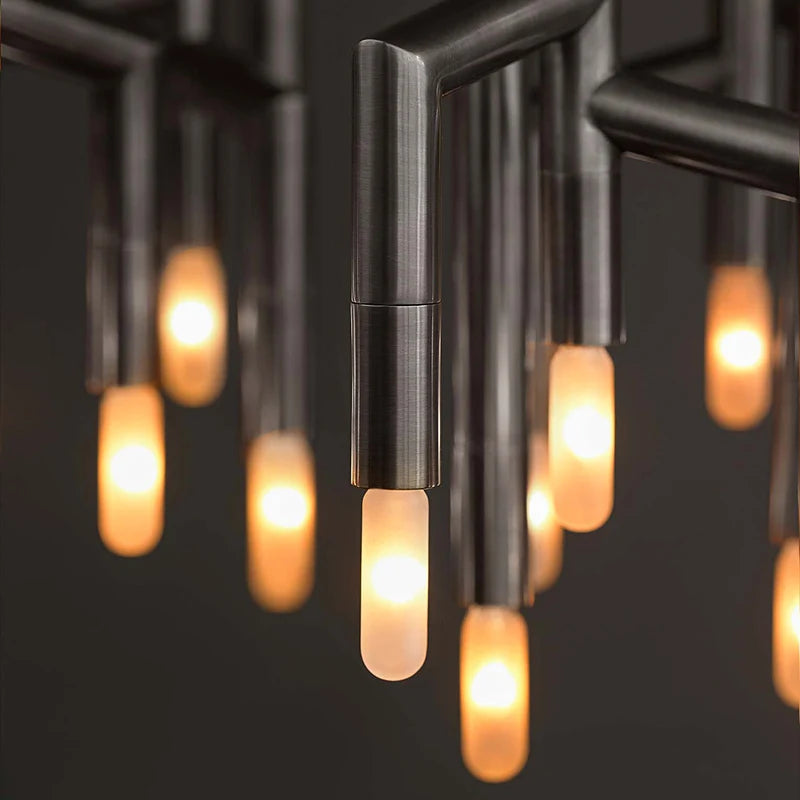 lustre led de luxe en acier inoxydable éclairage moderne - vue 6 sur 10