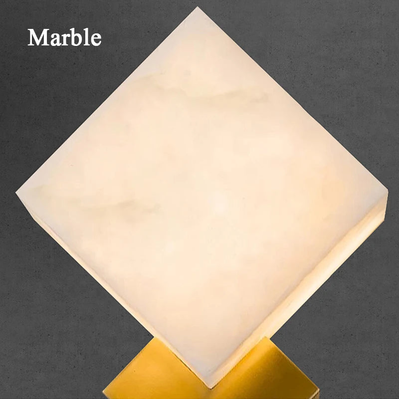 applique murale nordique en cuivre doré style chinois led marbre naturel - vue 7 sur 6