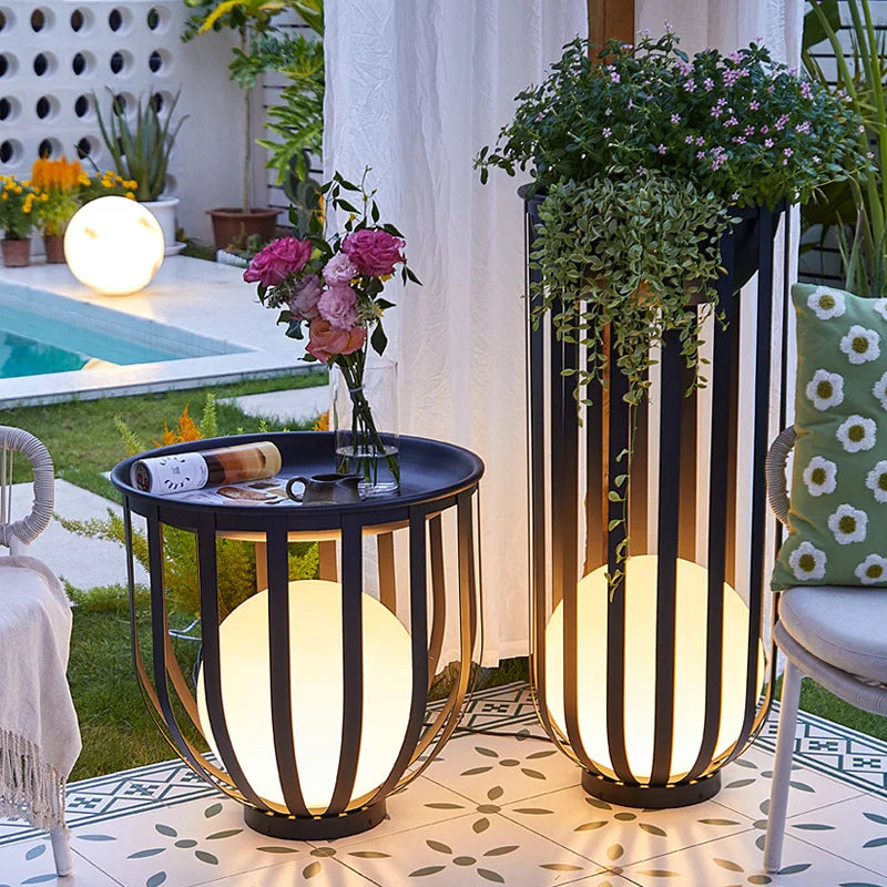 Lampadaire solaire de jardin lampe nordique en pot de fleurs pour Villa cour cour passerelle couloir décor extérieur IP65 éclairage étanche - vue 6 sur 18