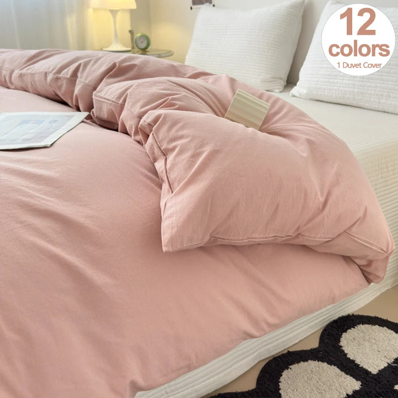 housse de couette en coton unie avec fermeture éclair