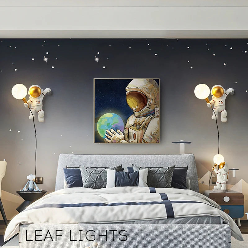 Nordique LED personnalité astronaute lune applique chambre d'enfants cuisine salle à manger chambre étude balcon allée lampe décoration - vue 5 sur 10
