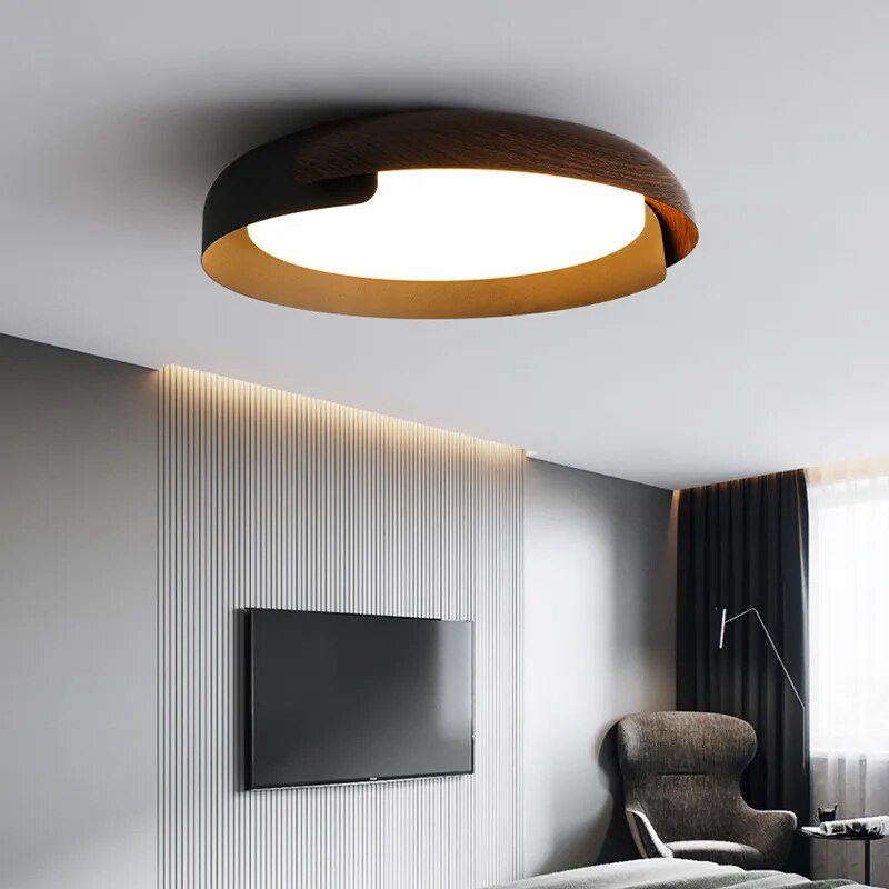 Plafonnier LED Style bois nordique - vue 6 sur 9
