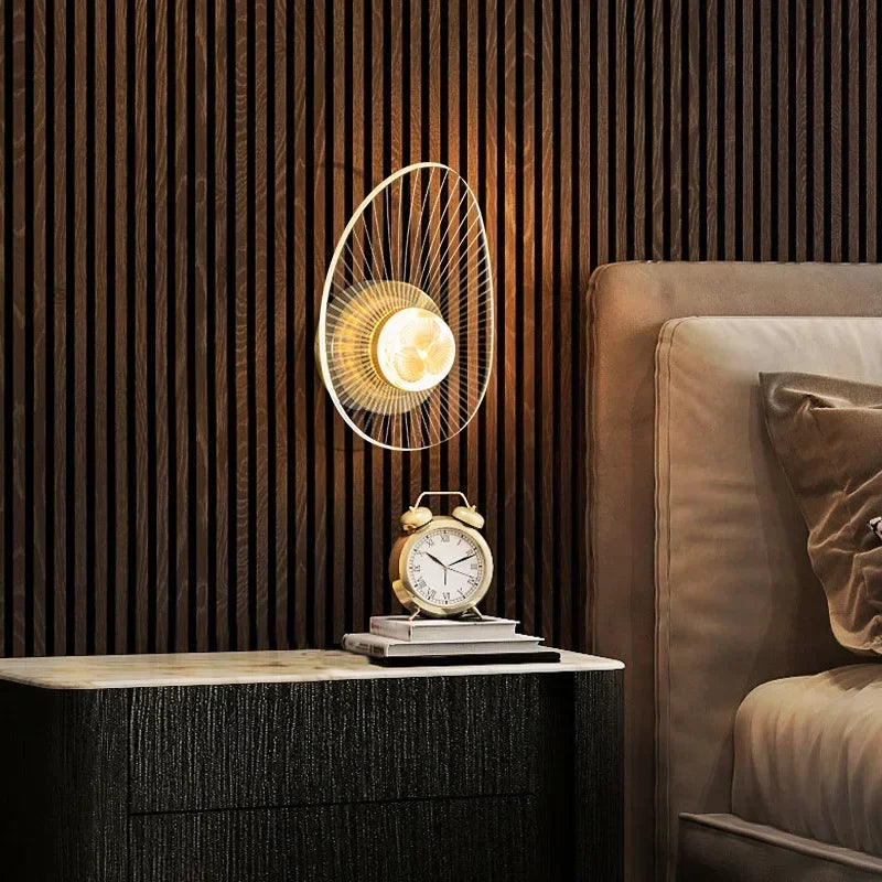 Moderne luxe créatif acrylique applique murale LED lumière or noir applique pour allée applique chambre chevet couloir décor à la maison - vue 6 sur 11