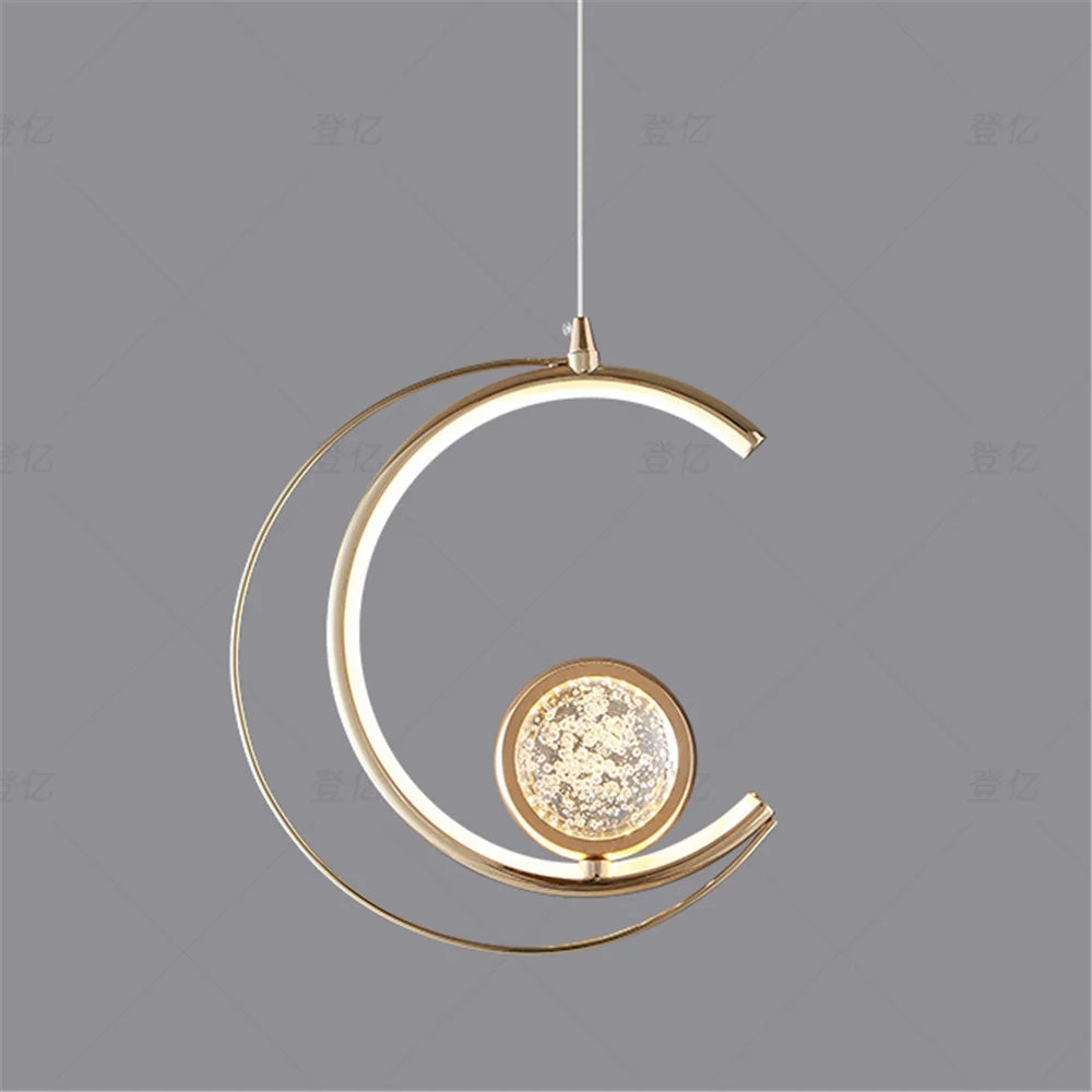 suspension en cristal de croissant de lune nordique élégante - vue 8 sur 8