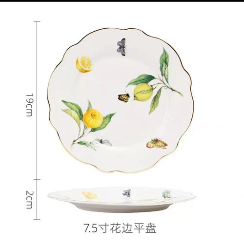 Assiette ceramique motif citron style mediterraneen cuisine