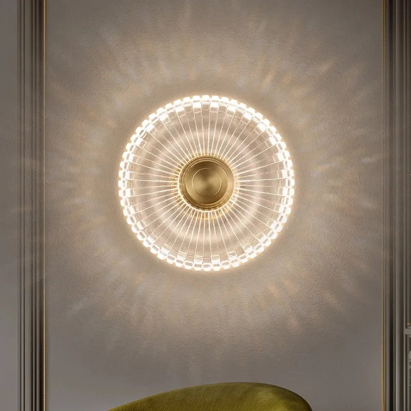 Applique murale led cuivre acrylique décorative intérieur salon chambre table chevet bain miroir - vue 2 sur 8