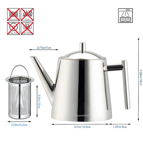 Theiere acier inox infuseur amovible 11l design moderne